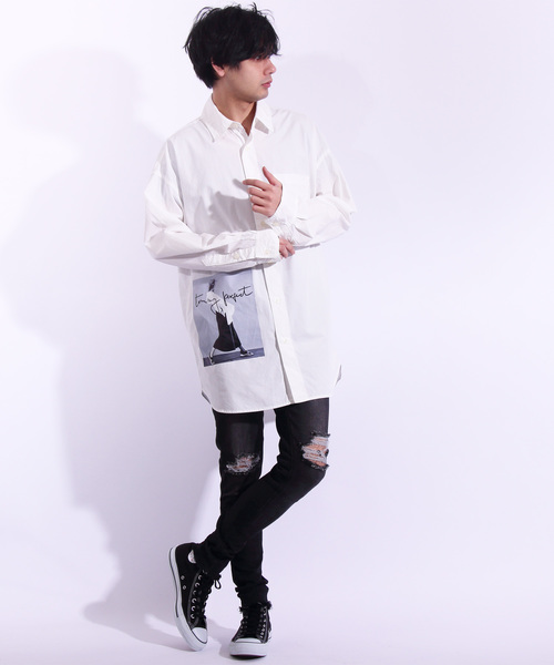 ８(eight)（エイト）の「フォト バックプリント ビッグシャツ オーバーシャツ（シャツ/ブラウス・メンズ・ホワイト/ブラック・FREE）」の5枚目の写真