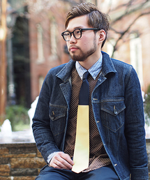 giraffe（ジラフ）の「バイカラークレリックタイ NAVY×YELLOW（ネクタイ）」