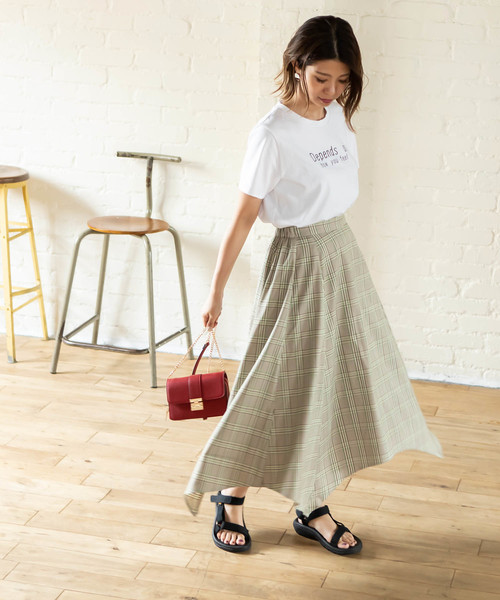 N.(N. Natural Beauty Basic)(エヌエヌナチュラルビューティーベーシック)の「◆イレヘムチェックスカート(スカート・レディース・ベージュ系その他/ダークネイビー・MEDIUM)」の9枚目の写真