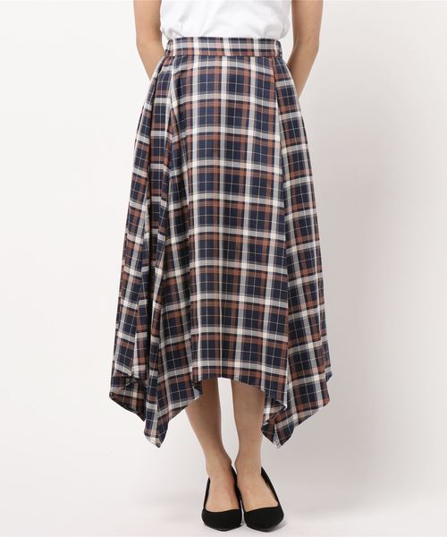 N.(N. Natural Beauty Basic)(エヌエヌナチュラルビューティーベーシック)の「◆イレヘムチェックスカート(スカート・レディース・ベージュ系その他/ダークネイビー・MEDIUM)」の7枚目の写真