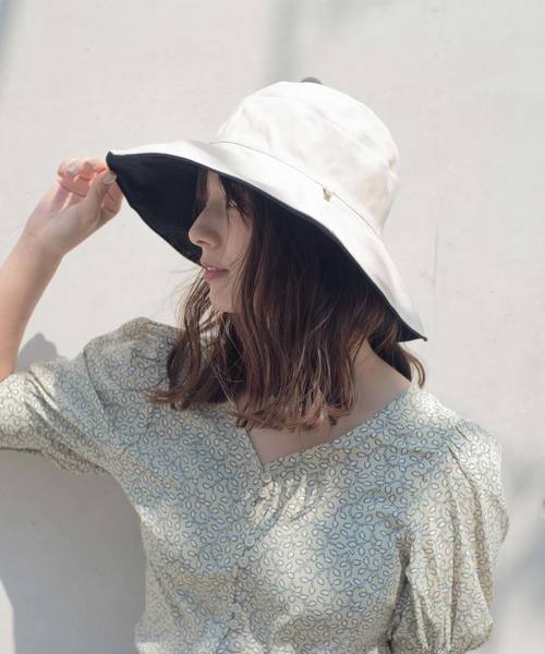 VitaFelice（ヴィータフェリーチェ）の「つば広リバーシブル帽子（ハット・レディース・ブラック/ネイビー/アイボリー・FREE）」の9枚目の写真