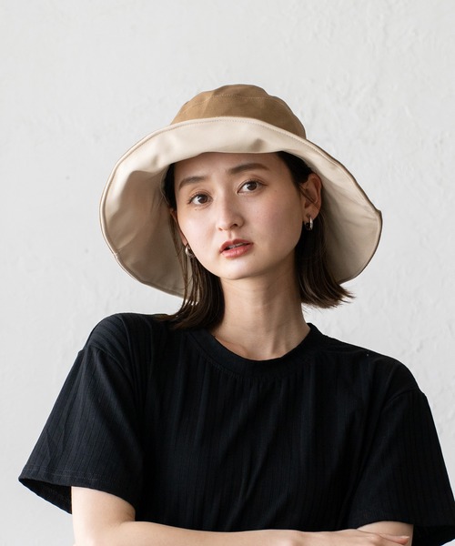 VitaFelice（ヴィータフェリーチェ）の「つば広リバーシブル帽子（ハット・レディース・ブラック/ネイビー/アイボリー・FREE）」の22枚目の写真