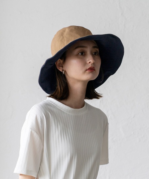 VitaFelice（ヴィータフェリーチェ）の「つば広リバーシブル帽子（ハット・レディース・ブラック/ネイビー/アイボリー・FREE）」の16枚目の写真
