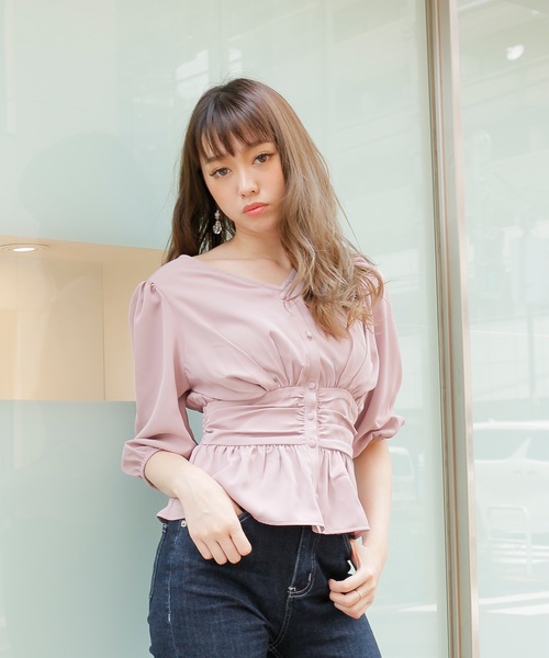 LIPSERVICE（リップサービス）の「バルーンスリーブウエストコルセットブラウス（シャツ/ブラウス・レディース・ホワイト/ピンク/その他1/その他2/ベージュ/ピンク系その他・FREE）」の3枚目の写真