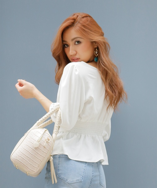 LIPSERVICE（リップサービス）の「バルーンスリーブウエストコルセットブラウス（シャツ/ブラウス・レディース・ホワイト/ピンク/その他1/その他2/ベージュ/ピンク系その他・FREE）」の14枚目の写真