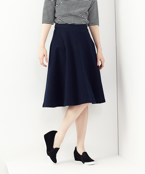 Another Edition（アナザーエディション）の「AE ﾎﾞﾝﾃﾞｨﾝｸﾞ ﾌﾚｱ SK◆（スカート・レディース・ダークグレー/ネイビー/コバルトブルー・MEDIUM/SMALL）」の3枚目の写真