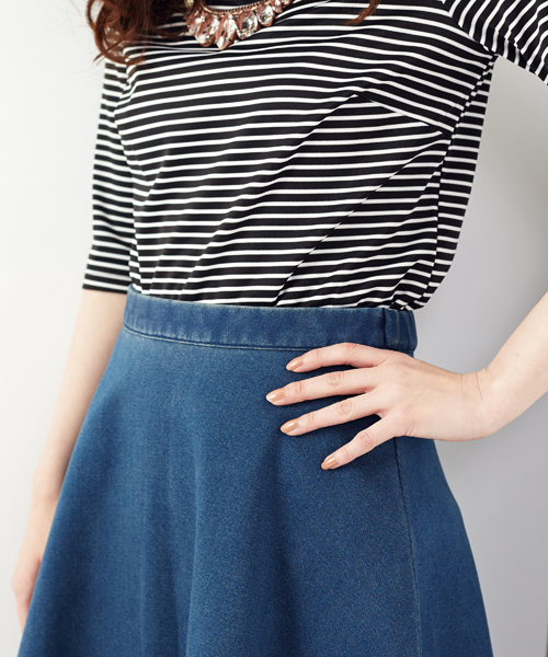 Another Edition（アナザーエディション）の「AE ﾎﾞﾝﾃﾞｨﾝｸﾞ ﾌﾚｱ SK◆（スカート・レディース・ダークグレー/ネイビー/コバルトブルー・MEDIUM/SMALL）」の12枚目の写真