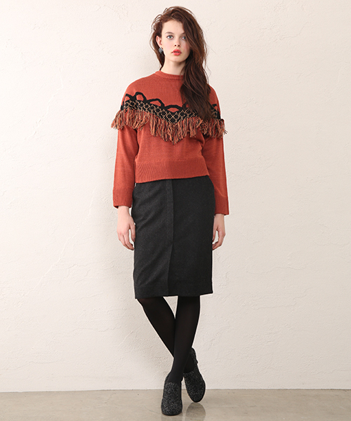 mystic（ミスティック）の「ウール混タイトスカート（スカート・レディース・グレー/チャコールグレー/レッド・2/1）」の9枚目の写真