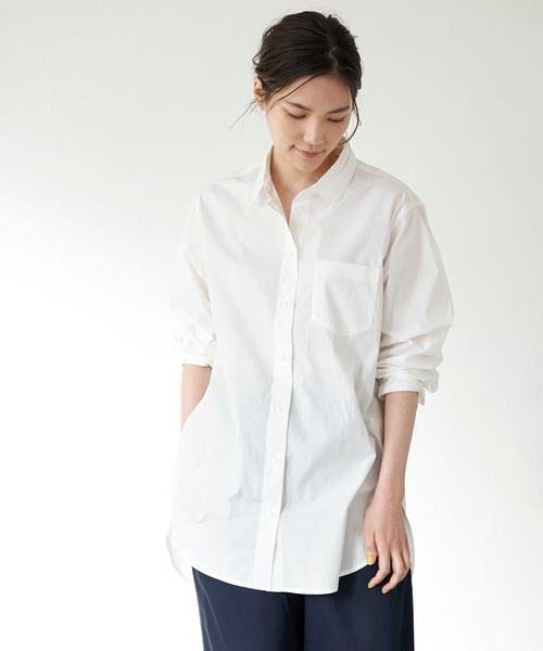 AMERICAN HOLIC(アメリカンホリック)の「前後差シャツチュニック *(シャツ/ブラウス・レディース・オフホワイト/ブルー系その他4/その他5/ストライプ・M/L)」の1枚目の写真