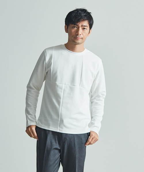 ABAHOUSE（アバハウス）の「【展開店舗限定】パネル切替 プルオーバー（Tシャツ/カットソー・メンズ・ホワイト/ベージュ/ネイビー/サックスブルー・46/48）」の2枚目の写真