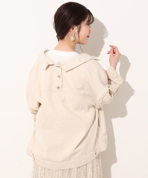 one after another NICE CLAUP（ワンアフターアナザーナイスクラップ）の「フリンジデニムジャケット（デニムジャケット・レディース・アイボリー/ブルー/ネイビー・FREE）」の14枚目の写真