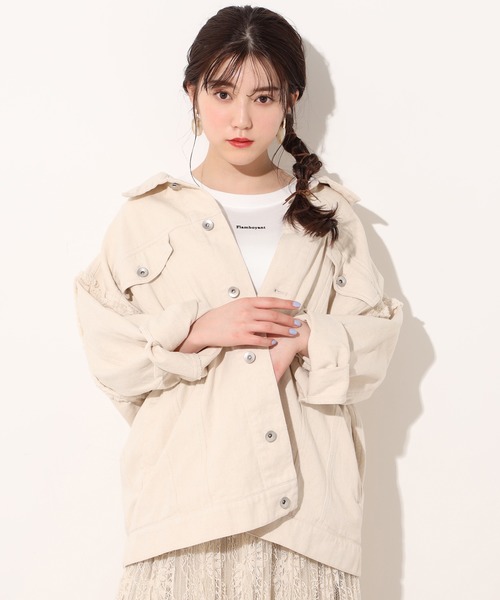 one after another NICE CLAUP（ワンアフターアナザーナイスクラップ）の「フリンジデニムジャケット（デニムジャケット・レディース・アイボリー/ブルー/ネイビー・FREE）」の12枚目の写真