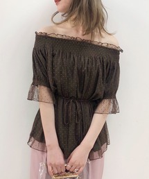 one after another NICE CLAUP | 【WEB限定】ドットチュールオフショルブラウス(シャツ/ブラウス)
