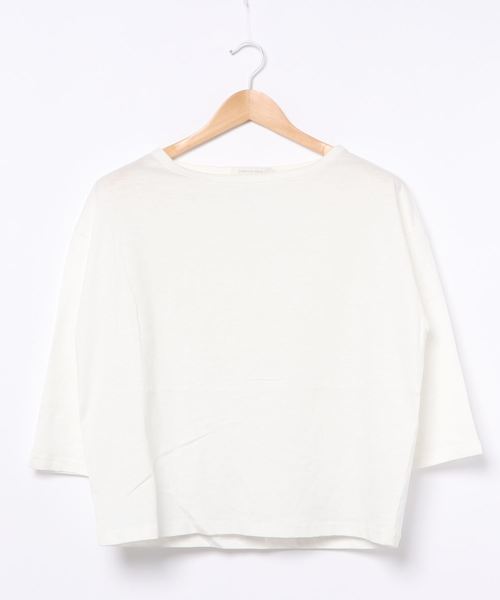 AMERICAN HOLIC(アメリカンホリック)の「7分袖クルーネックゆるカットプルオーバー1 *●(Tシャツ/カットソー・レディース・ベージュ/ネイビー/オフホワイト・M/L)」の1枚目の写真