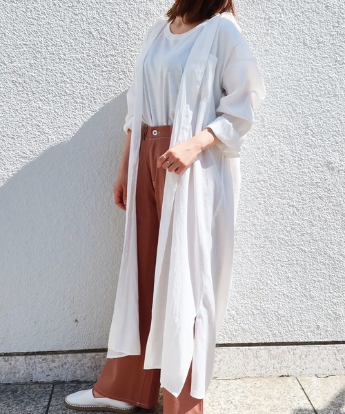 Riberry（リベリー）の「ロングシャツワンピ（シャツワンピース・レディース・ホワイト/ベージュ/ライトグリーン/ラベンダー・FREE）」の12枚目の写真