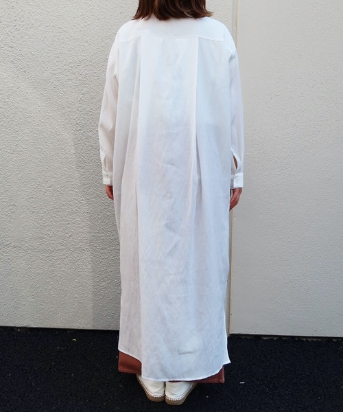 Riberry（リベリー）の「ロングシャツワンピ（シャツワンピース・レディース・ホワイト/ベージュ/ライトグリーン/ラベンダー・FREE）」の6枚目の写真