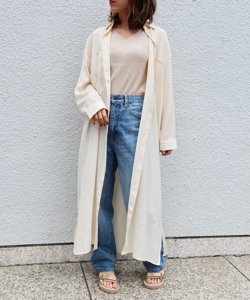 Riberry（リベリー）の「ロングシャツワンピ（シャツワンピース・レディース・ホワイト/ベージュ/ライトグリーン/ラベンダー・FREE）」の19枚目の写真