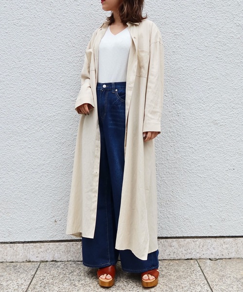 Riberry（リベリー）の「ロングシャツワンピ（シャツワンピース・レディース・ホワイト/ベージュ/ライトグリーン/ラベンダー・FREE）」の20枚目の写真