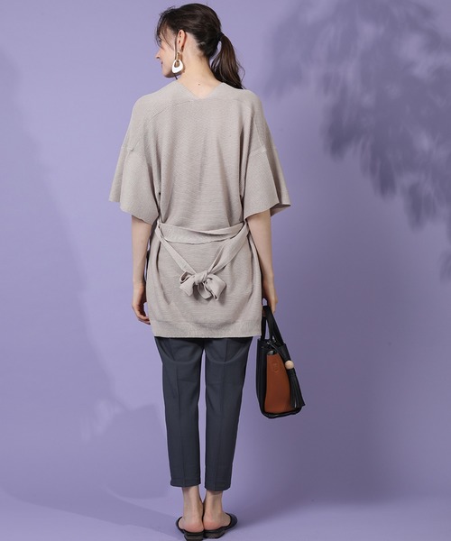 前後v 12g チュニック 2 2ガーター Bell ベル のファッション ベルト付五分袖チュニック チュニック