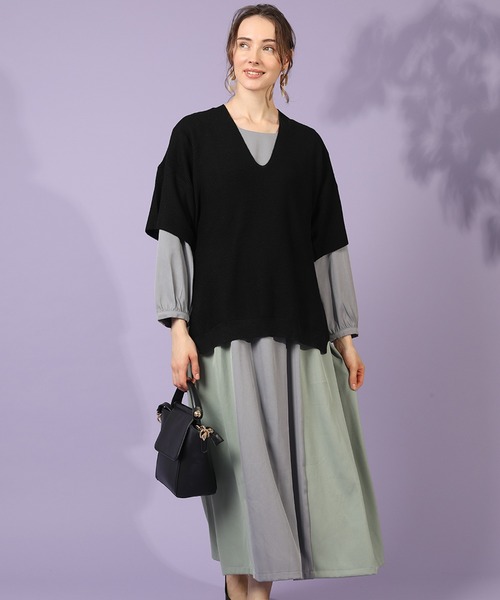 前後v 12g チュニック 2 2ガーター Bell ベル のファッション ベルト付五分袖チュニック チュニック