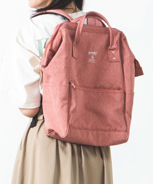 anello（アネロ）の「WEGO/anello GRANDE 軽量撥水杢調ポリ口金リュック（バックパック/リュック・メンズ・ブラック/ベージュ/ネイビー/ピンク・FREE）」の4枚目の写真