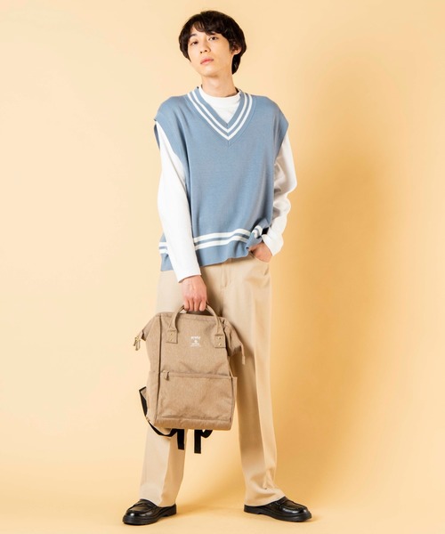 anello（アネロ）の「WEGO/anello GRANDE 軽量撥水杢調ポリ口金リュック（バックパック/リュック・メンズ・ブラック/ベージュ/ネイビー/ピンク・FREE）」の13枚目の写真