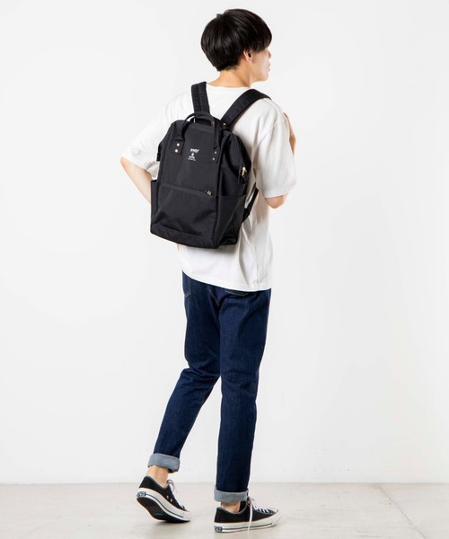 anello（アネロ）の「WEGO/anello GRANDE 軽量撥水杢調ポリ口金リュック（バックパック/リュック・メンズ・ブラック/ベージュ/ネイビー/ピンク・FREE）」の11枚目の写真