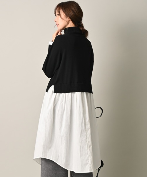 INTERPLANET（インタープラネット）の「タートルシャツレイヤード風ワンピース（ワンピース・レディース・ブラック/グレイッシュベージュ/ライトグレー・FREE）」の10枚目の写真