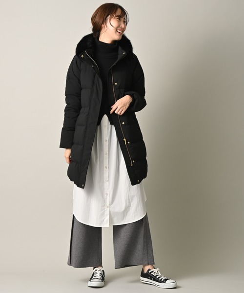 INTERPLANET（インタープラネット）の「タートルシャツレイヤード風ワンピース（ワンピース・レディース・ブラック/グレイッシュベージュ/ライトグレー・FREE）」の11枚目の写真