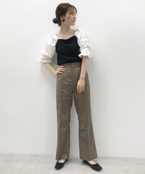 one after another NICE CLAUP(ワンアフターアナザーナイスクラップ)の「センタータックカラースラックス(スラックス・レディース・ベージュ系その他/ピンク系その他/チェック・SMALL/MEDIUM)」の5枚目の写真