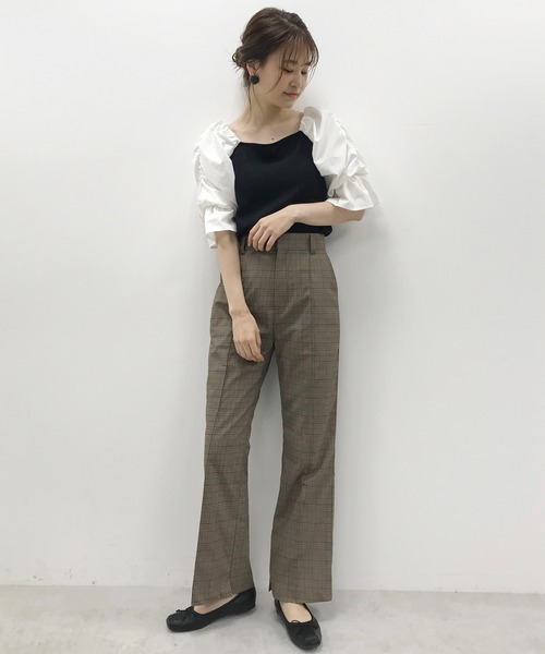 one after another NICE CLAUP(ワンアフターアナザーナイスクラップ)の「センタータックカラースラックス(スラックス・レディース・ベージュ系その他/ピンク系その他/チェック・SMALL/MEDIUM)」の6枚目の写真