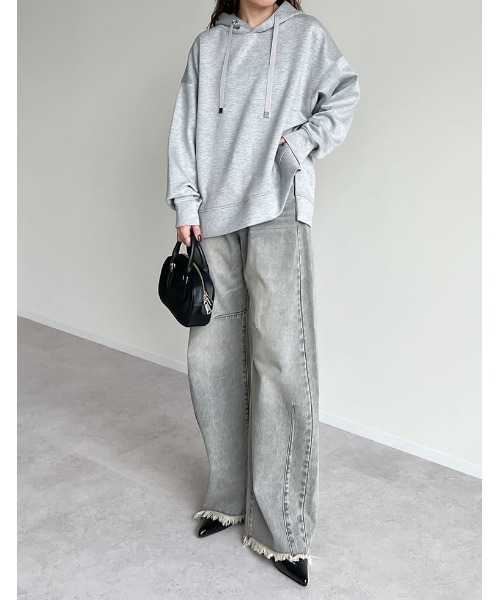 Re:EDIT（リエディ）の「[累計販売枚数2.2万枚][お気に入り数1.8万突破！][イージーケア]オーバーサイズダンボールパーカー（パーカー・レディース・カーキ/アイボリー/モカ/杢グレー/ブラック/ブラウン・MEDIUM/LARGE）」の12枚目の写真