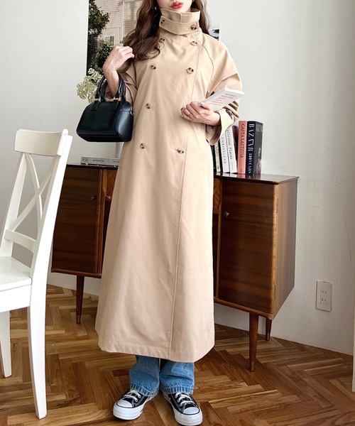 セール】コットンライクツイルキャンディスリーブトレンチコート