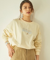 重ね波線ロゴ ロングTシャツ