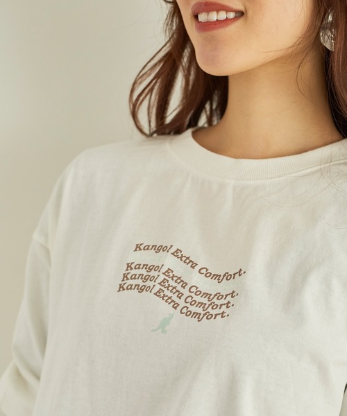 KANGOL EXTRA COMFORT(カンゴールエクストラコンフォート)の「重ね波線ロゴ ロングTシャツ(Tシャツ/カットソー・レディース・オフホワイト/ブラック/クリーム/ライトベージュ・L/M/LL)」の19枚目の写真