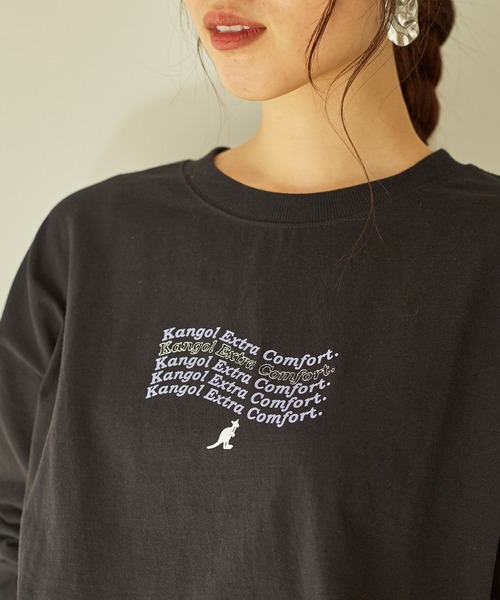 KANGOL EXTRA COMFORT(カンゴールエクストラコンフォート)の「重ね波線ロゴ ロングTシャツ(Tシャツ/カットソー・レディース・オフホワイト/ブラック/クリーム/ライトベージュ・L/M/LL)」の17枚目の写真