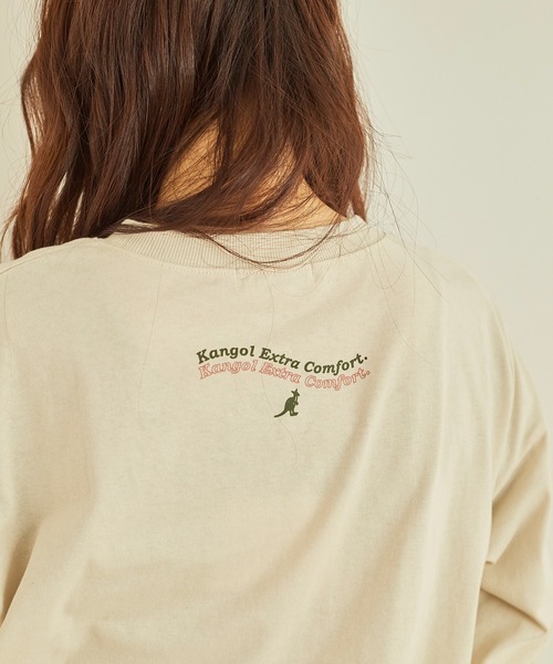 KANGOL EXTRA COMFORT(カンゴールエクストラコンフォート)の「重ね波線ロゴ ロングTシャツ(Tシャツ/カットソー・レディース・オフホワイト/ブラック/クリーム/ライトベージュ・L/M/LL)」の10枚目の写真