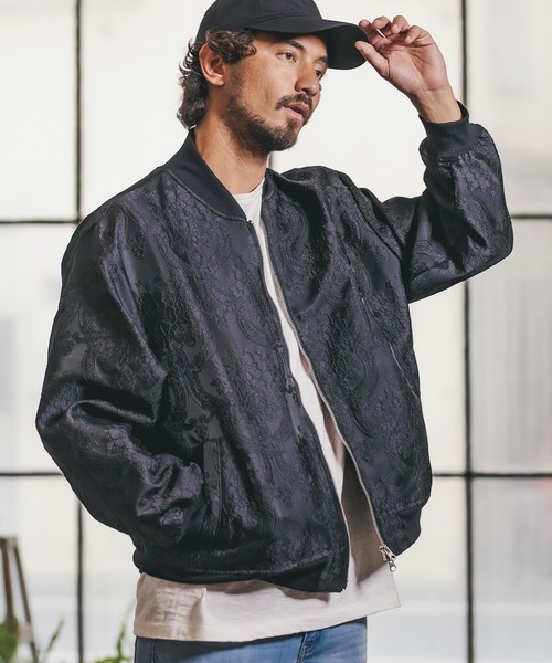 CAMBIO(カンビオ)の「mj7739-Gobelin Tapestry Monotone Rib Blouson ブルゾン(ブルゾン・メンズ・ブラック/ホワイト・S/M/L)」の3枚目の写真