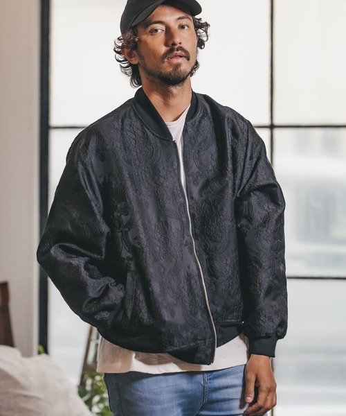 CAMBIO(カンビオ)の「mj7739-Gobelin Tapestry Monotone Rib Blouson ブルゾン(ブルゾン・メンズ・ブラック/ホワイト・S/M/L)」の4枚目の写真