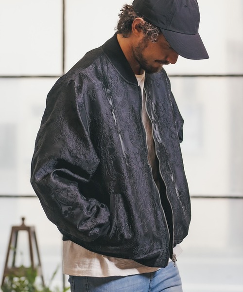 CAMBIO(カンビオ)の「mj7739-Gobelin Tapestry Monotone Rib Blouson ブルゾン(ブルゾン・メンズ・ブラック/ホワイト・S/M/L)」の6枚目の写真