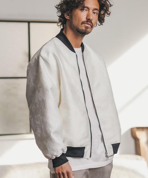 CAMBIO(カンビオ)の「mj7739-Gobelin Tapestry Monotone Rib Blouson ブルゾン(ブルゾン・メンズ・ブラック/ホワイト・S/M/L)」の9枚目の写真
