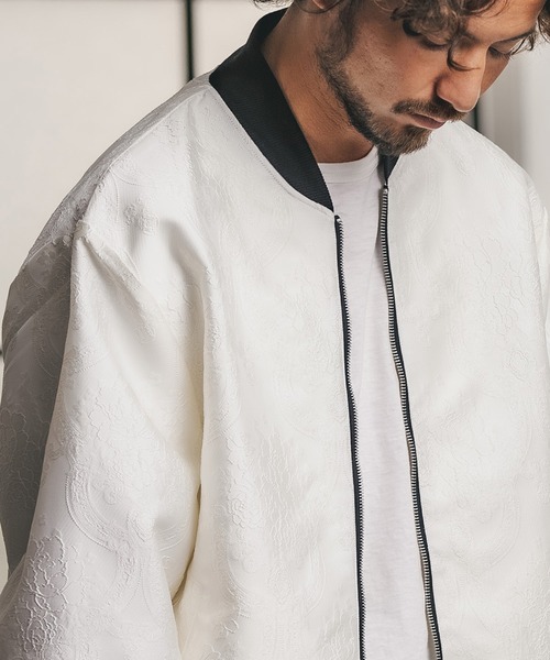 CAMBIO(カンビオ)の「mj7739-Gobelin Tapestry Monotone Rib Blouson ブルゾン(ブルゾン・メンズ・ブラック/ホワイト・S/M/L)」の11枚目の写真