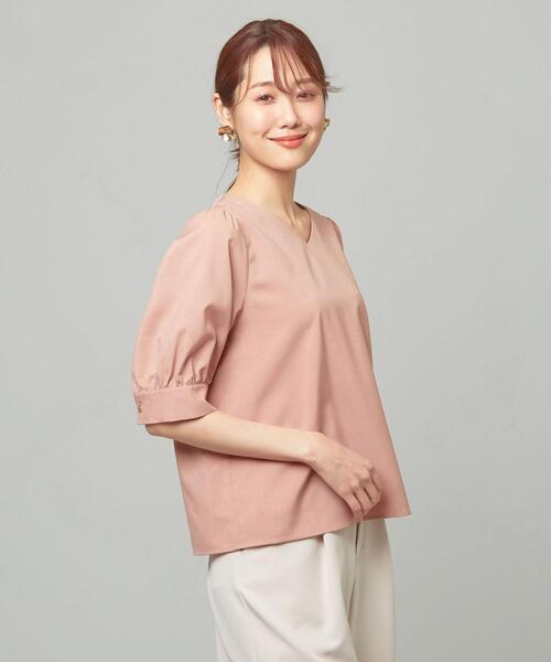 closet story(クローゼットストーリー)の「<closet story> ウェザークロス Vネック 5SL ブラウス(シャツ/ブラウス・レディース・ライトブルー/ライトピンク/ナチュラル・FREE)」の10枚目の写真