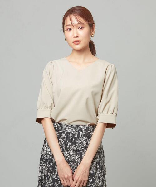 closet story(クローゼットストーリー)の「<closet story> ウェザークロス Vネック 5SL ブラウス(シャツ/ブラウス・レディース・ライトブルー/ライトピンク/ナチュラル・FREE)」の14枚目の写真