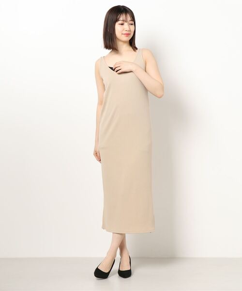 Three Four Time（ｽﾘｰﾌｫｰﾀｲﾑ）の「前後着用2WAYノースリーブワンピース（ワンピース・レディース・ベージュ/グリーン/ブラック・FREE）」の4枚目の写真