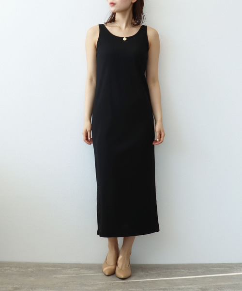 Three Four Time（ｽﾘｰﾌｫｰﾀｲﾑ）の「前後着用2WAYノースリーブワンピース（ワンピース・レディース・ベージュ/グリーン/ブラック・FREE）」の2枚目の写真