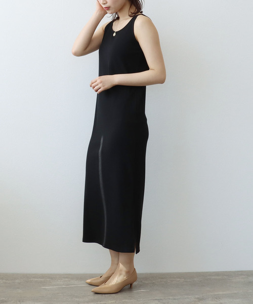 Three Four Time（ｽﾘｰﾌｫｰﾀｲﾑ）の「前後着用2WAYノースリーブワンピース（ワンピース・レディース・ベージュ/グリーン/ブラック・FREE）」の8枚目の写真