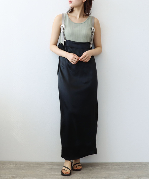 Three Four Time（ｽﾘｰﾌｫｰﾀｲﾑ）の「前後着用2WAYノースリーブワンピース（ワンピース・レディース・ベージュ/グリーン/ブラック・FREE）」の20枚目の写真