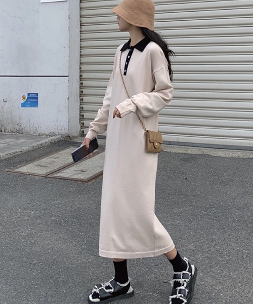 meJane(ミージェーン)の「襟配色ポロニットワンピース【ZOZOTOWN限定】(ワンピース・レディース・ブラック/ベージュ・FREE)」の18枚目の写真