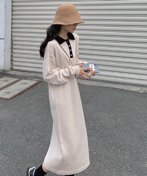 meJane(ミージェーン)の「襟配色ポロニットワンピース【ZOZOTOWN限定】(ワンピース・レディース・ブラック/ベージュ・FREE)」の15枚目の写真